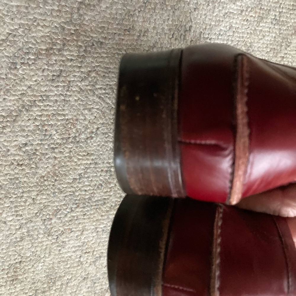 Gucci Wine Red Leather Fringe Penny Loafers - Picture 6 of 8